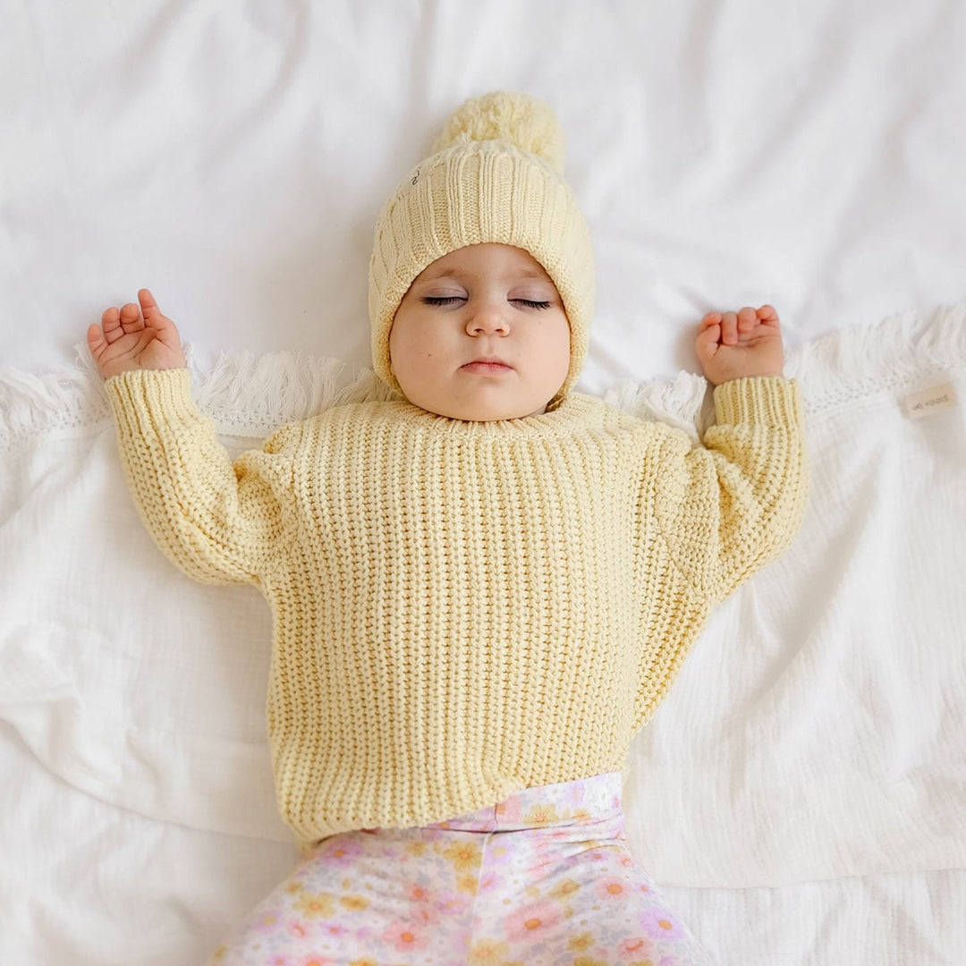 yellow baby kids chunky knited jumper