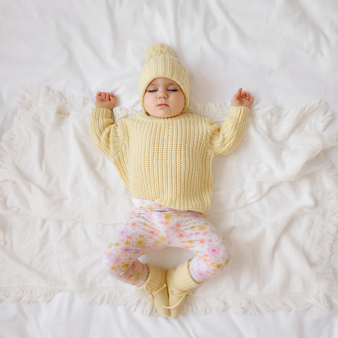 yellow baby kids chunky knited jumper