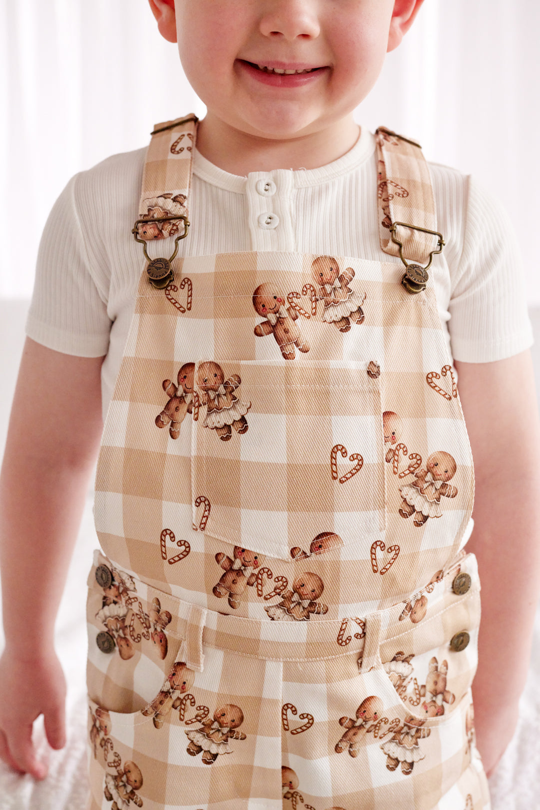 Summer Overalls - Gingham Gingerbread