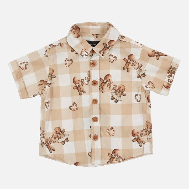 Button Up Shirt - Gingham Gingerbread (FINAL RESTOCK)