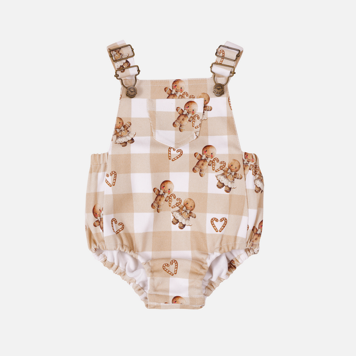 Overall Romper - Gingham Gingerbread