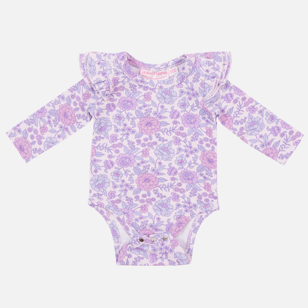 baby girls purple floral long sleeve bodysuit