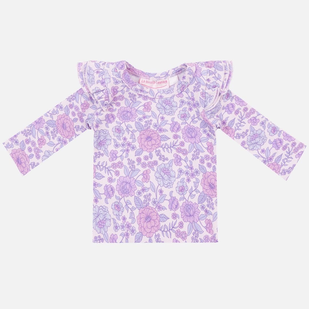 girls purple floral long sleeve top 