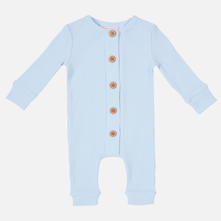 Cozy Long Sleeve Louie Romper - Ice Blue