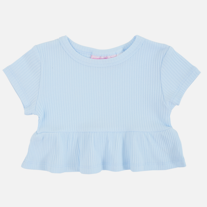 Cozy Ruffle Top - Ice Blue