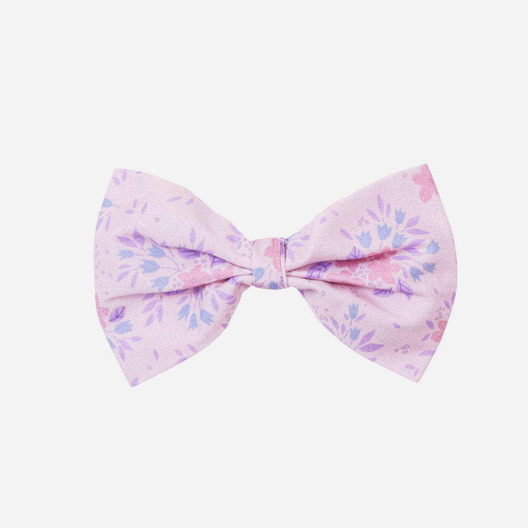 purple floral large bow clip