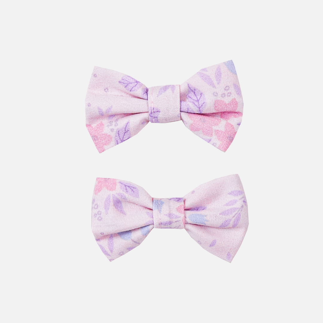 purple floral  mini bow clips 