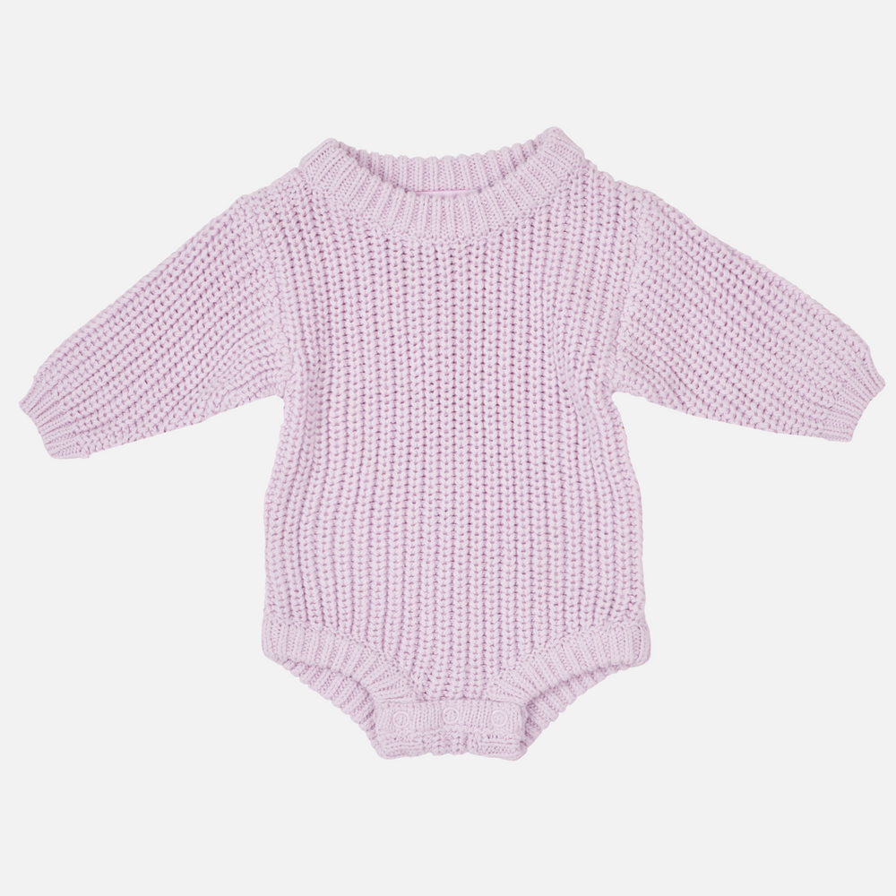 baby girls lilac knitted long sleeve romper