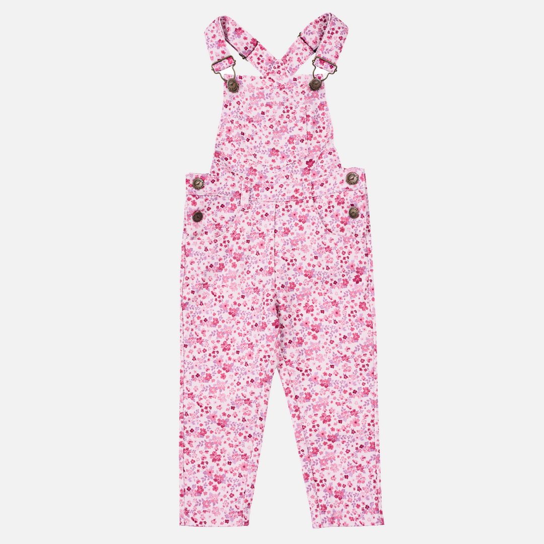 Toddler girls floral long leg overalls