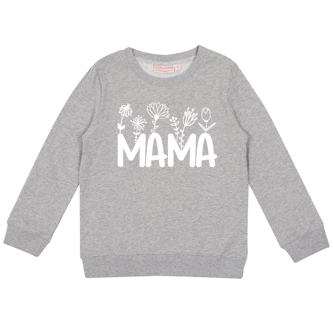 Personalised Crew Neck & Leggings - Mini W/Flowers - Grey