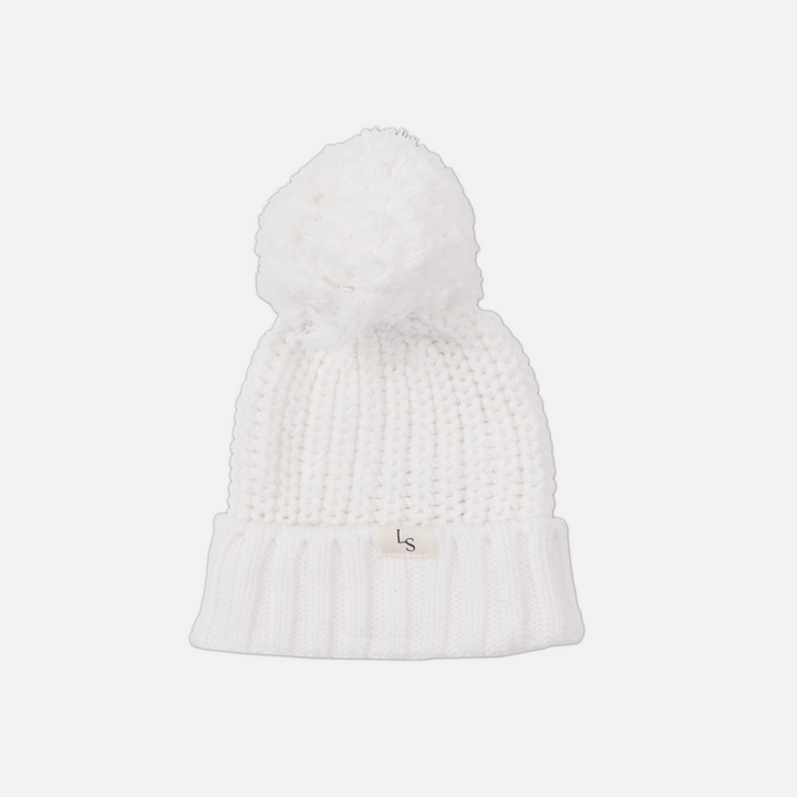 Baby kids white super chunky knitted beanie