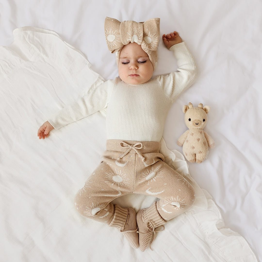 baby kids oat sun & moon knitted pants