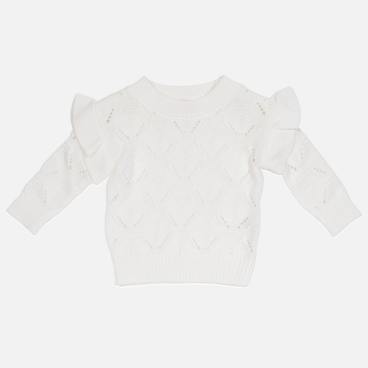 Girls white flutter knit 