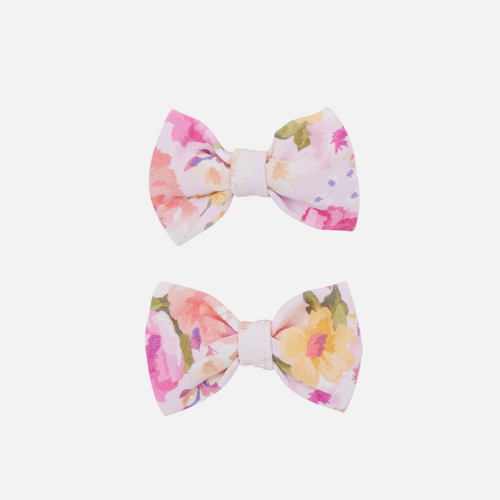 girls floral mini bow clips