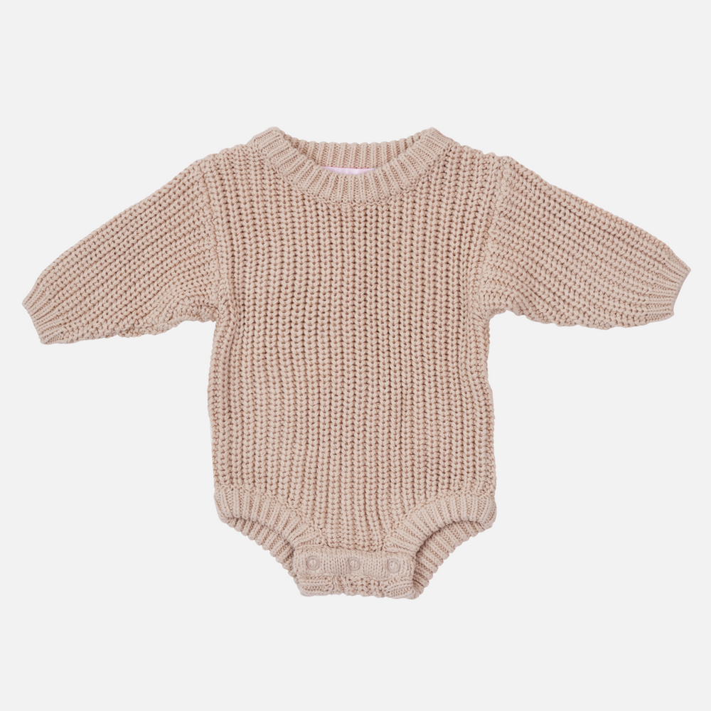 baby oat knitted long sleeve romper