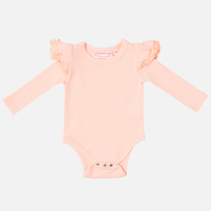 baby girl peach long sleeve bodysuit