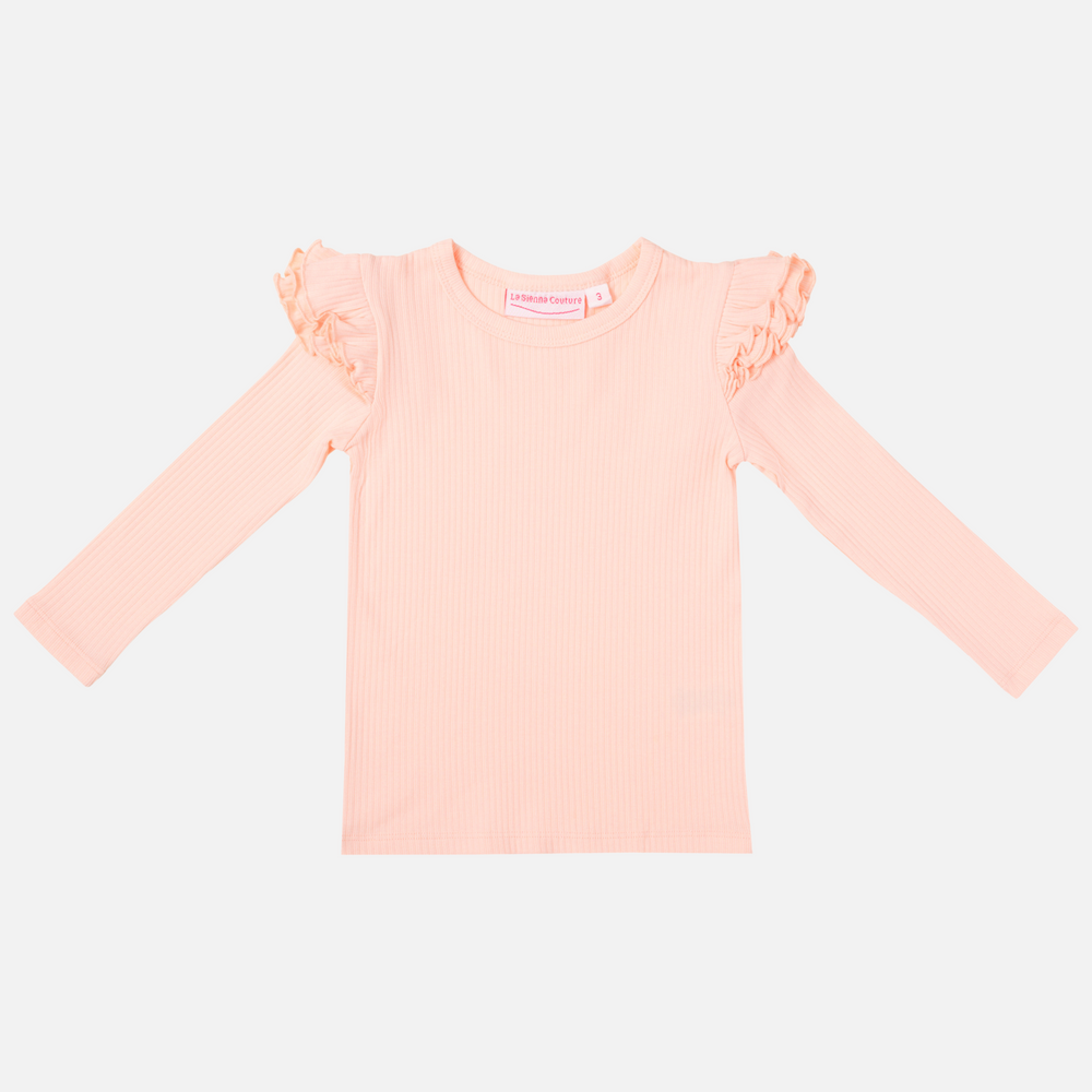 girls peach long sleeve top