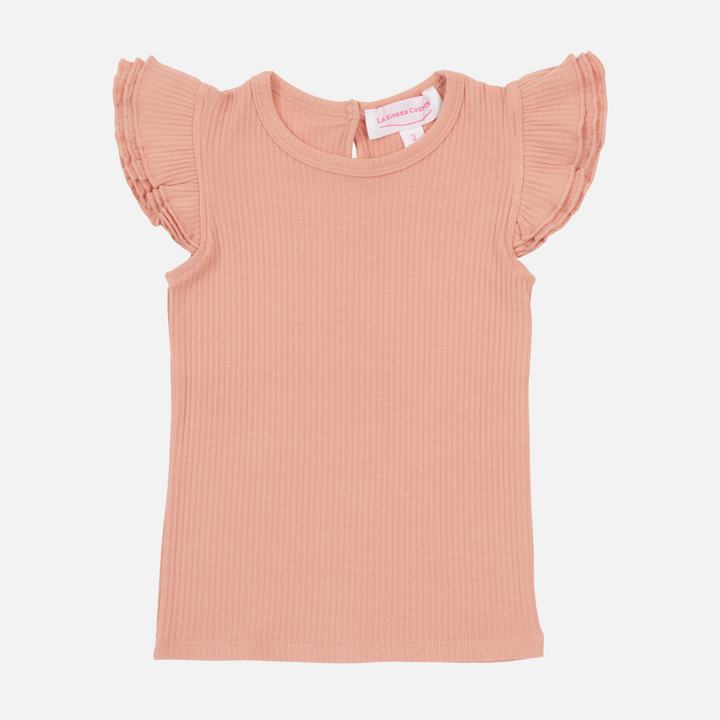 Cozy Short Sleeve Flutter - Peach Parfait