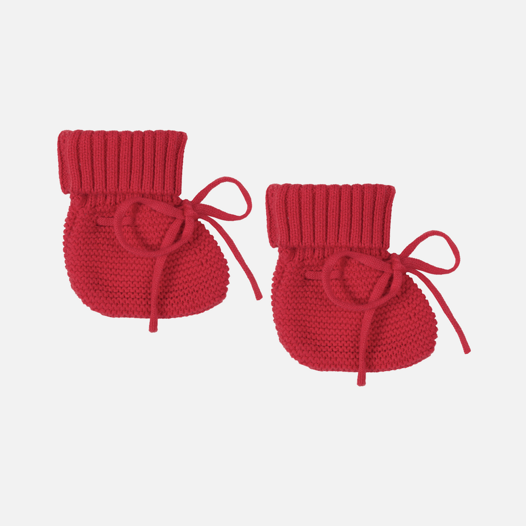 Knitted Booties - Red