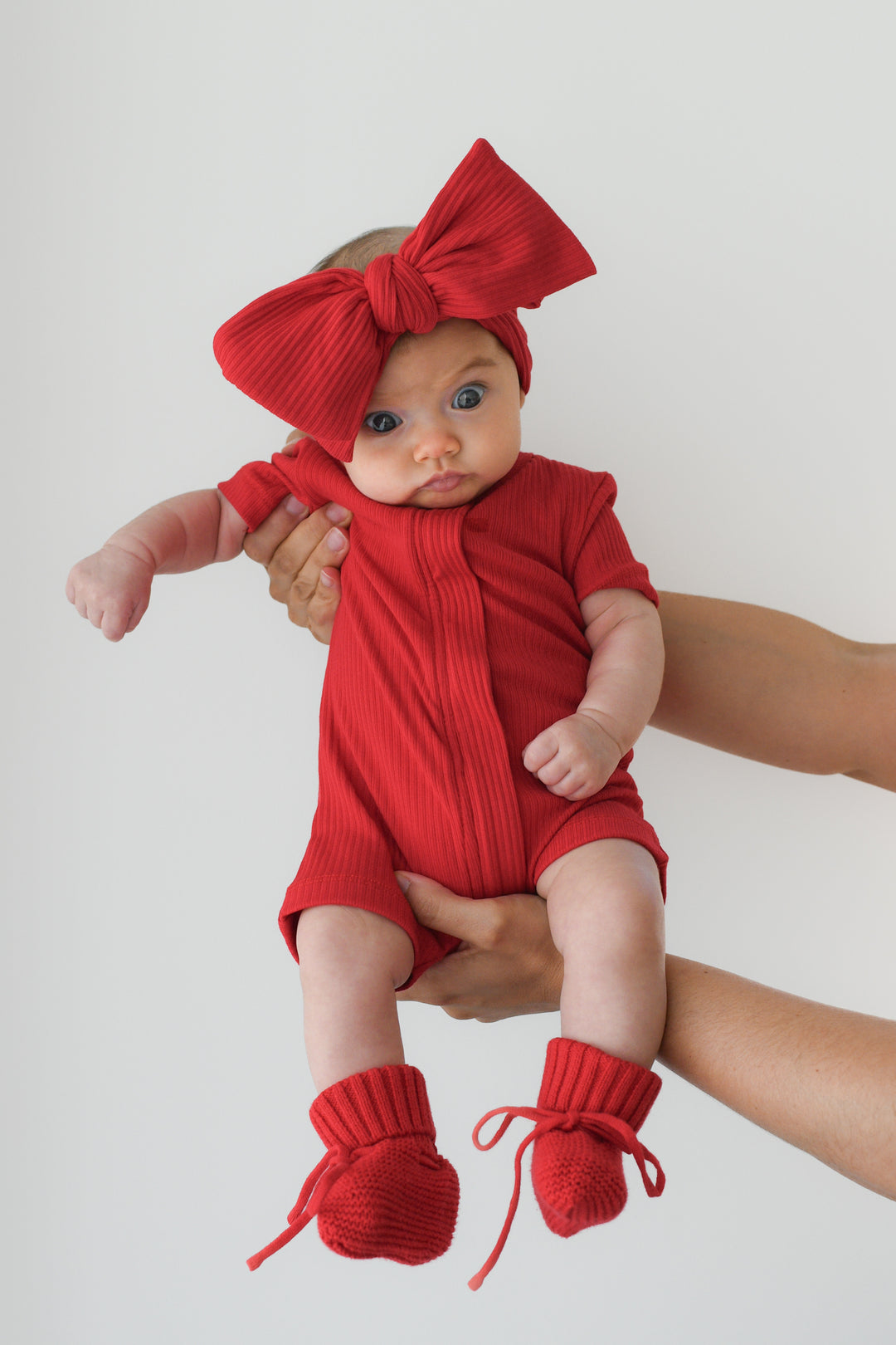 Cozy Summer Zip Romper - Red