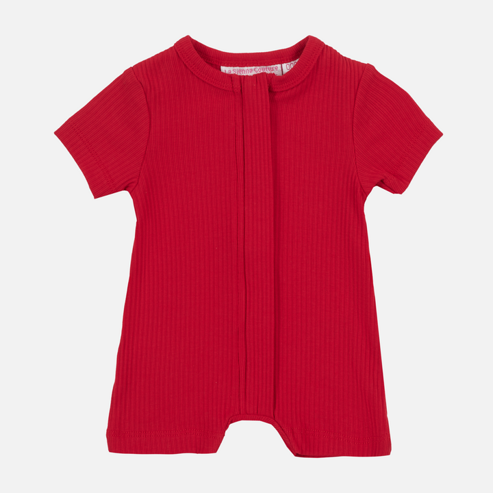 Cozy Summer Zip Romper - Red