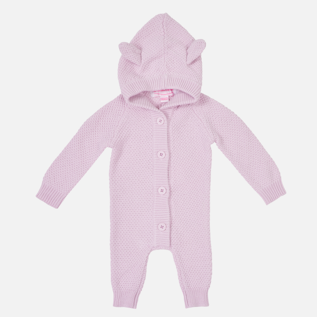 lilac girls baby kids knitted romper with hood