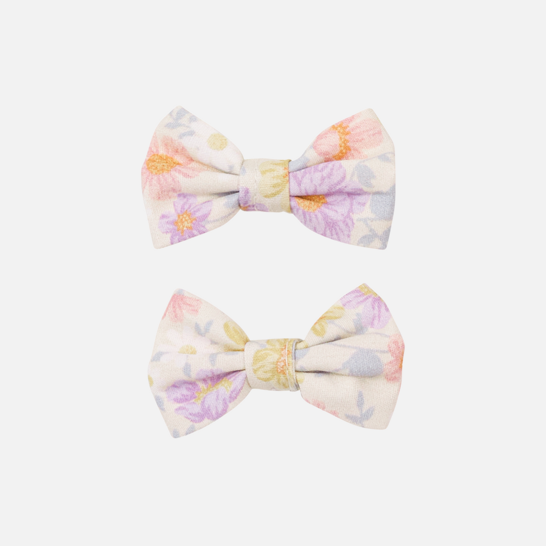 light floral mini bow hair clips