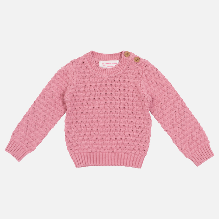 girls rose mist pink bubble knitted jumper