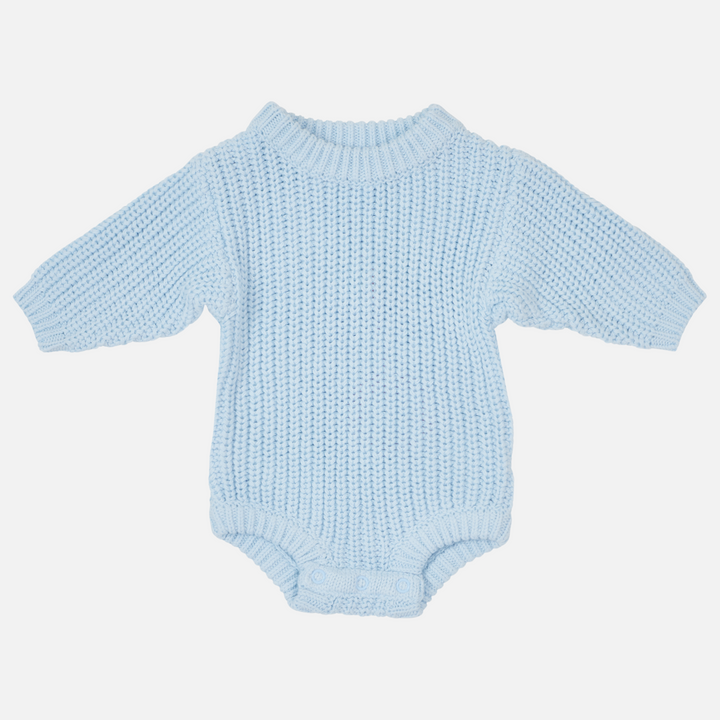 Super Chunky Knit Romper - Sky Blue