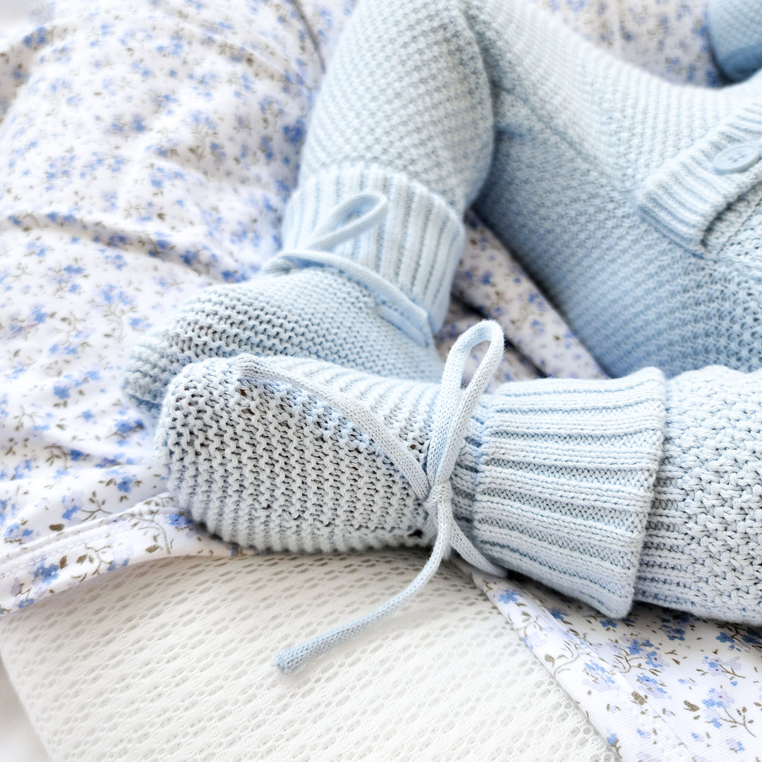 Newborn blue Knitted Booties