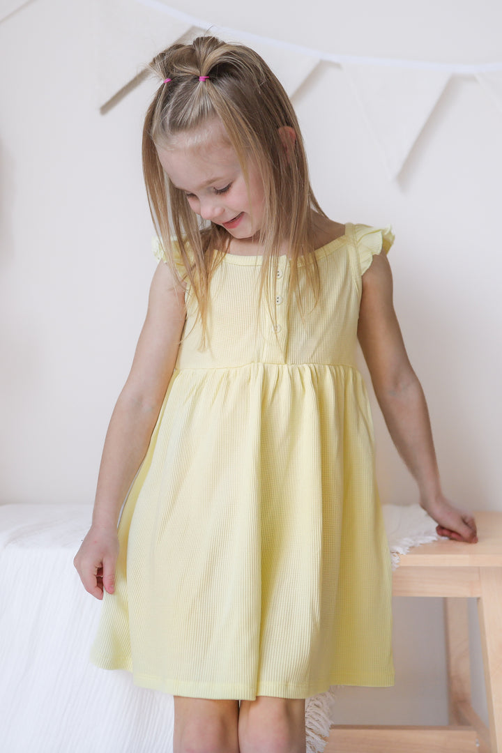 Summer Waffle Dress - Banana