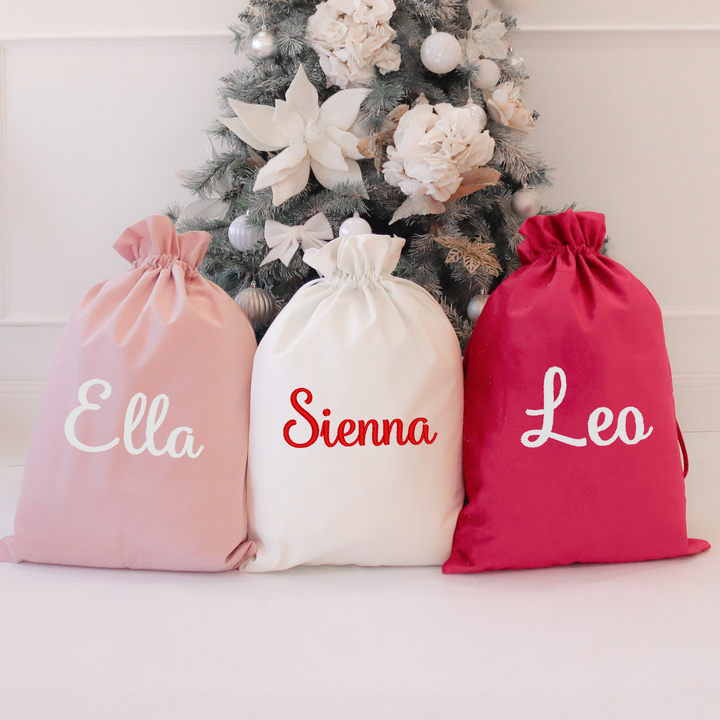 Embroidered Velvet Christmas Santa Sack - Custom Name