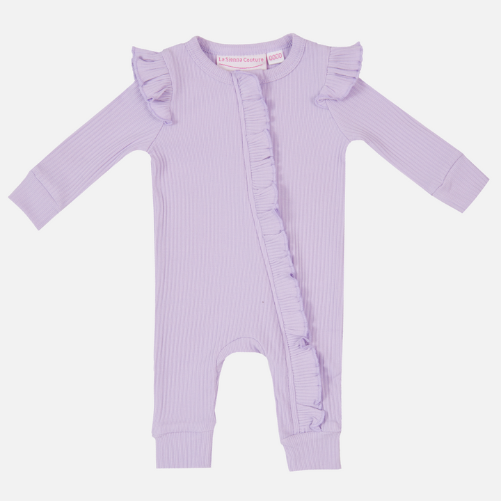 Cozy Frilly Zip Romper - Viola