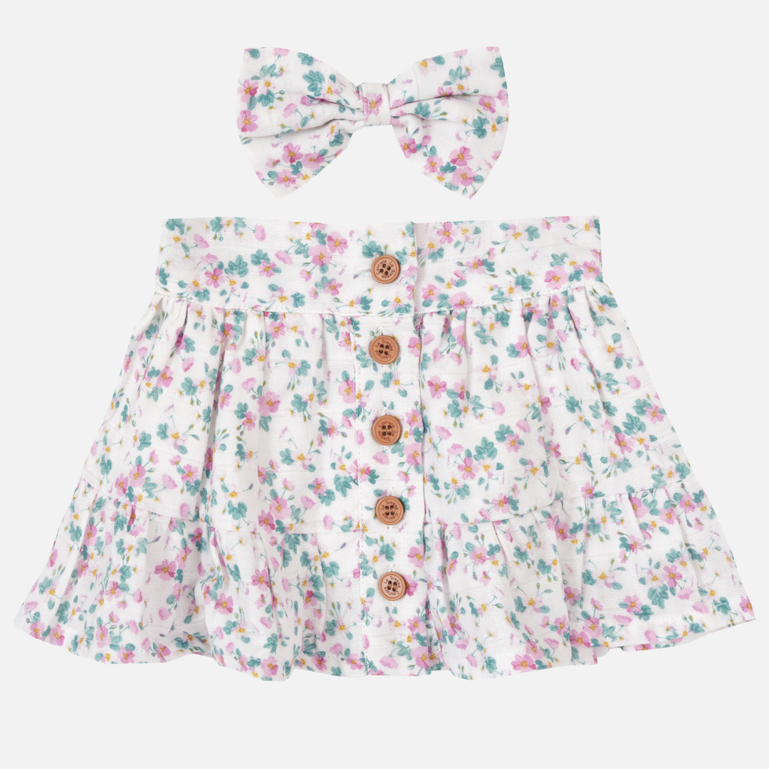 Girls floral skirt with buttons