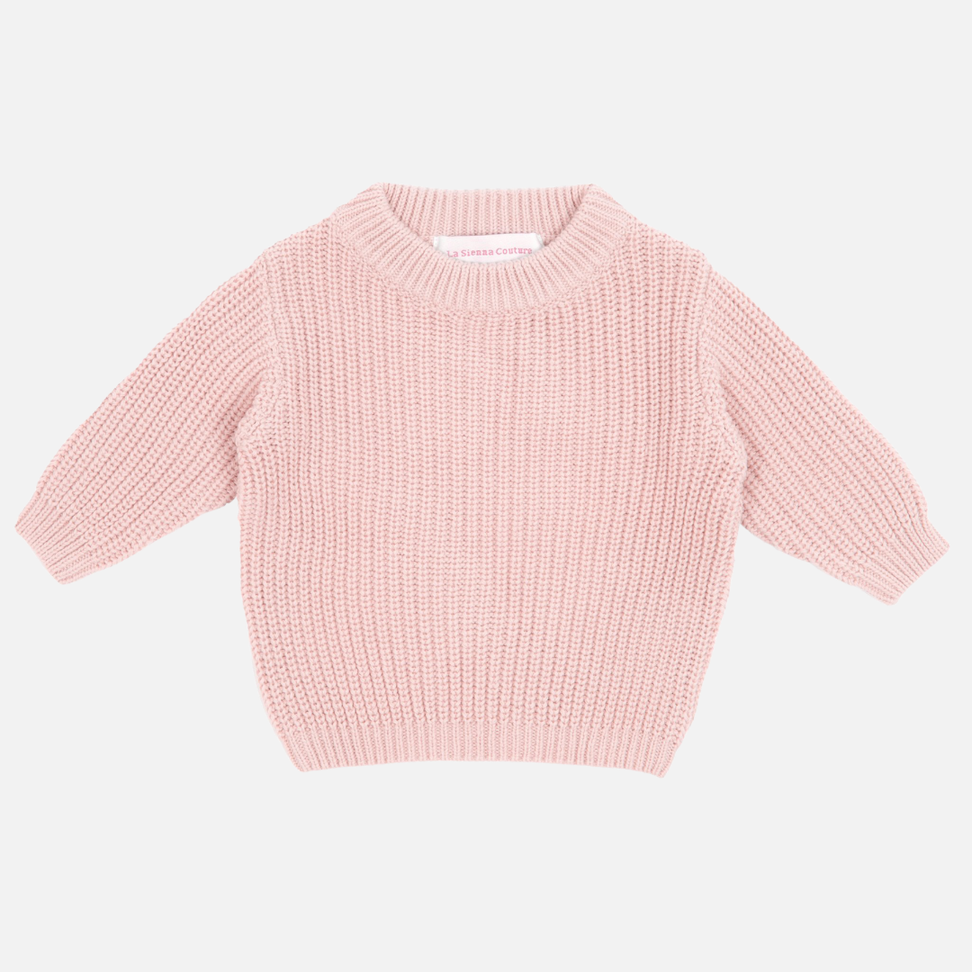 baby girls rose quartz pink chunky knitted jumper