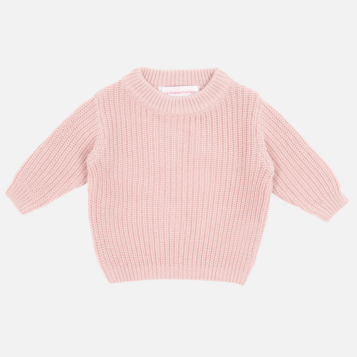 baby girls rose quartz pink chunky knitted jumper