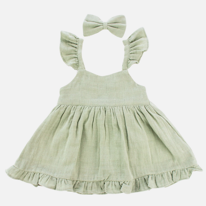 Muslin Sweetheart Dress - Sage