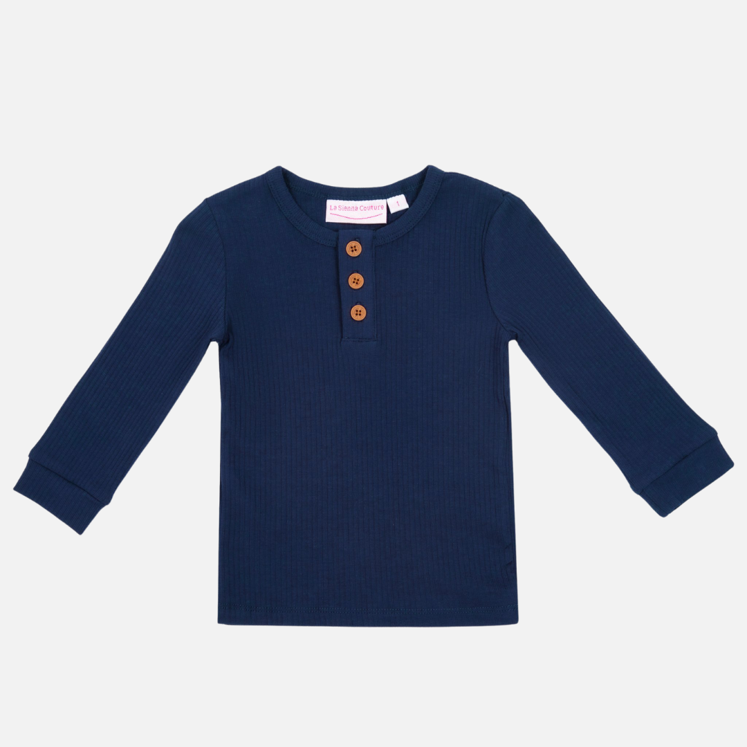 baby unisex navy long sleeve ribbed top