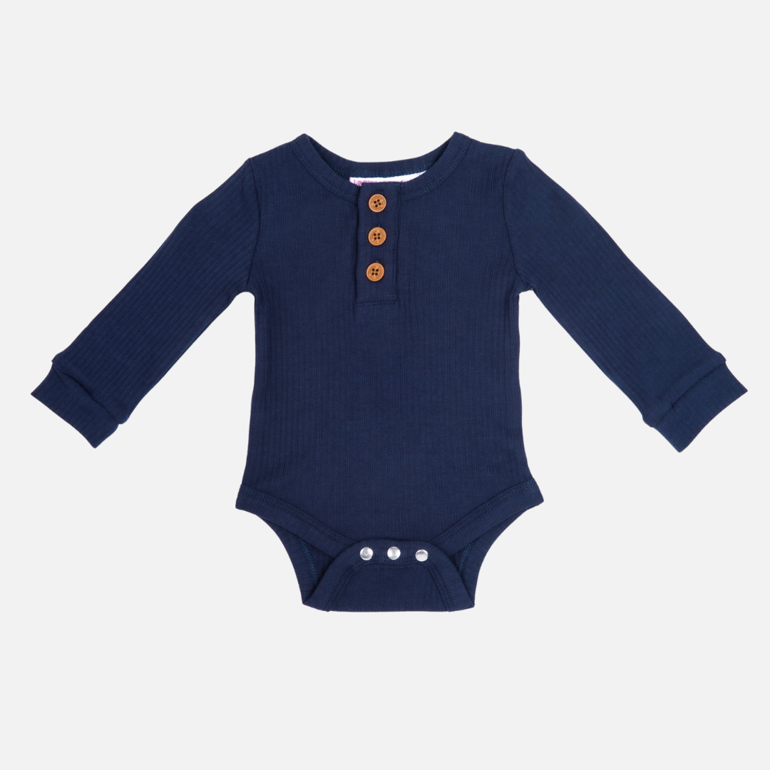 baby unisex navy long sleeve ribbed bodysuit