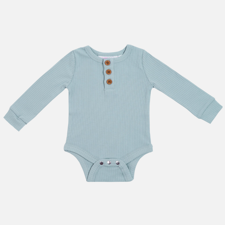 Cozy Long Sleeve Bodysuit/Top - Steel Blue