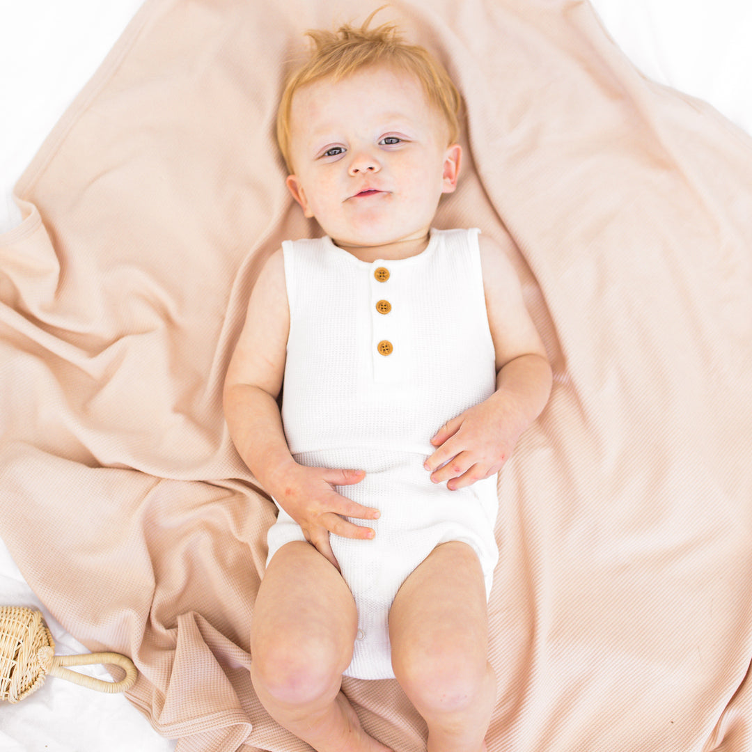 Alfie Waffle Romper - Coconut