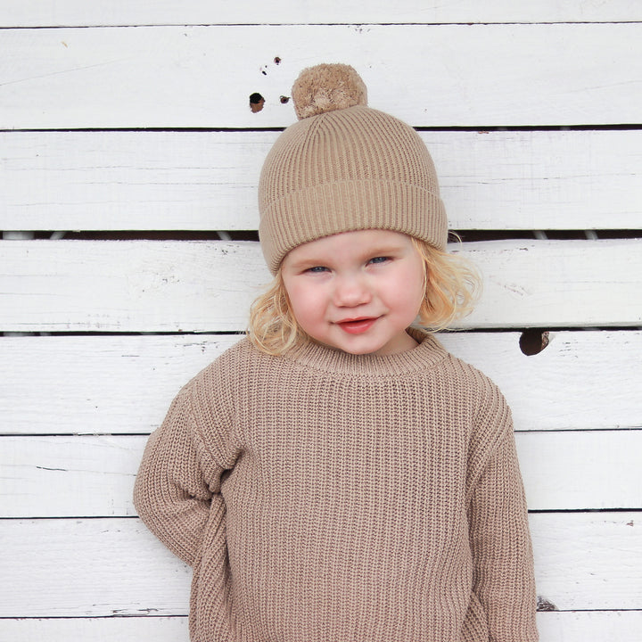 Knitted Beanie - Almond