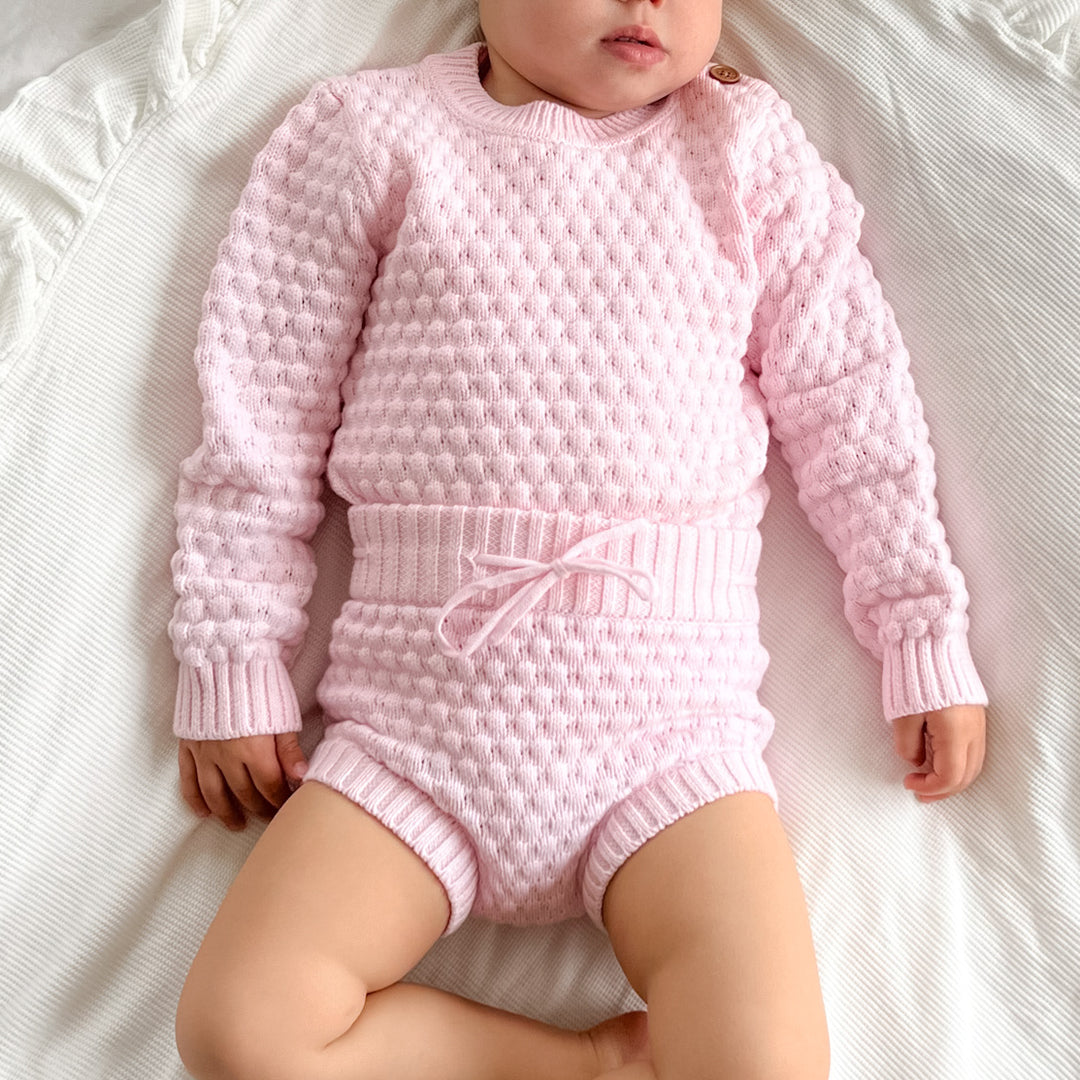baby pink bubble knitted bloomers