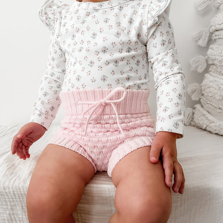 baby pink bubble knitted bloomers