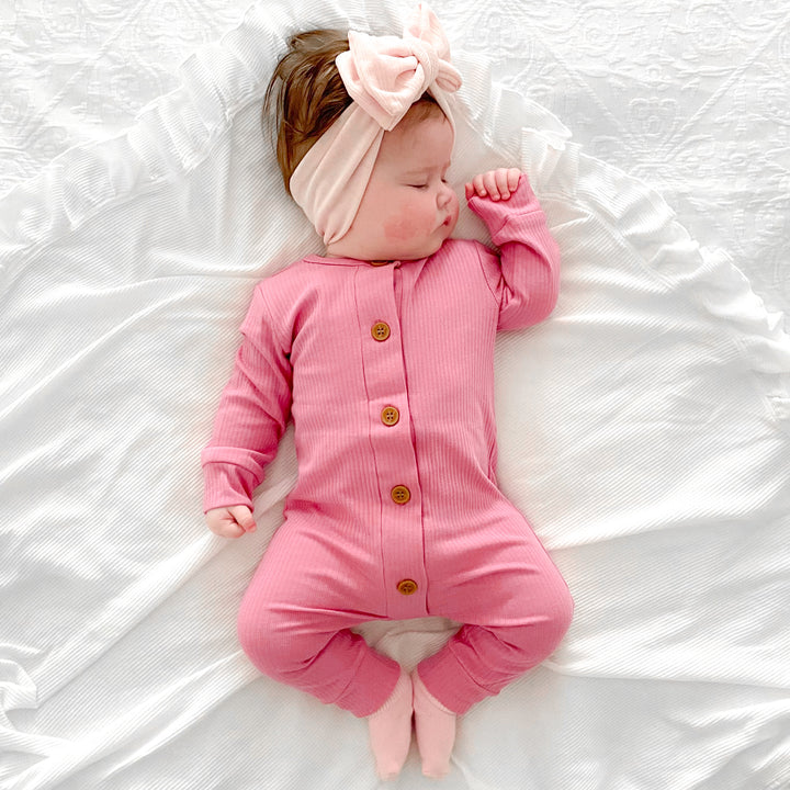 Cozy Long Sleeve Louie Romper - Berry Bliss