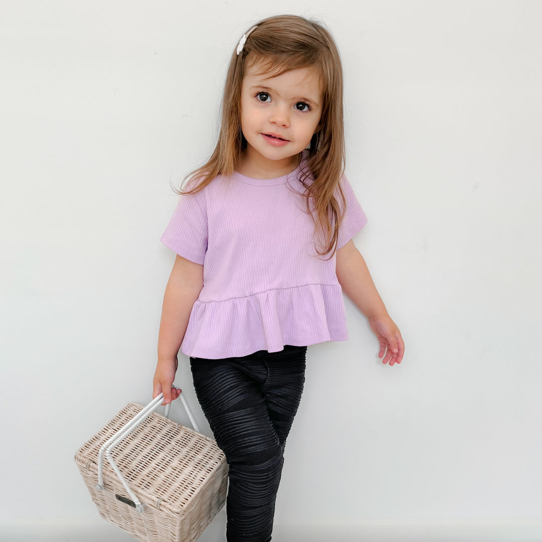 Baby girl black ribbed leggings