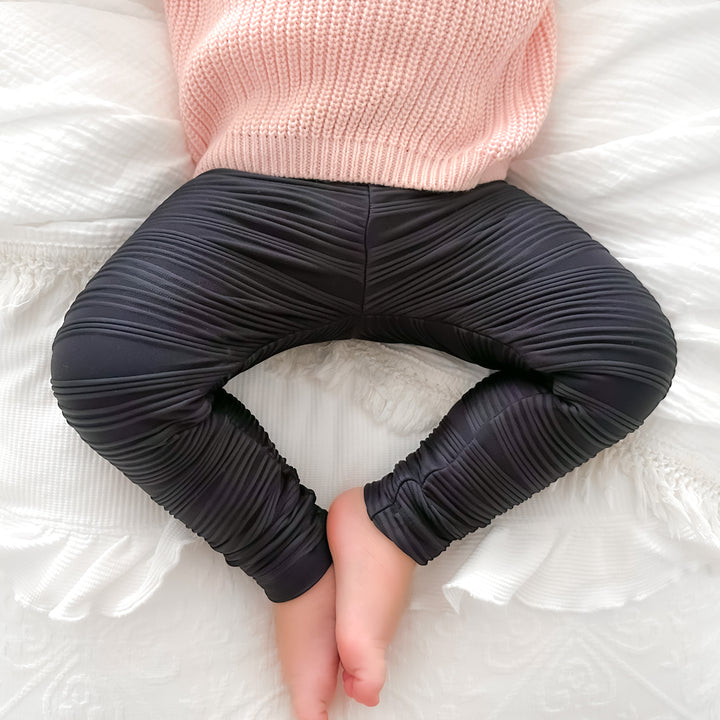 Baby girl black ribbed leggings