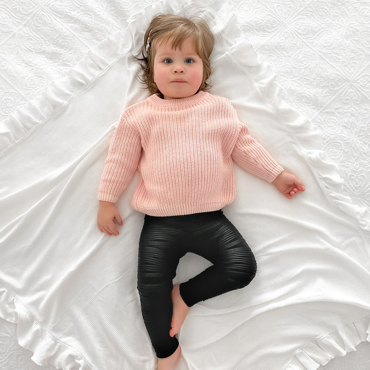 Baby girl black ribbed leggings