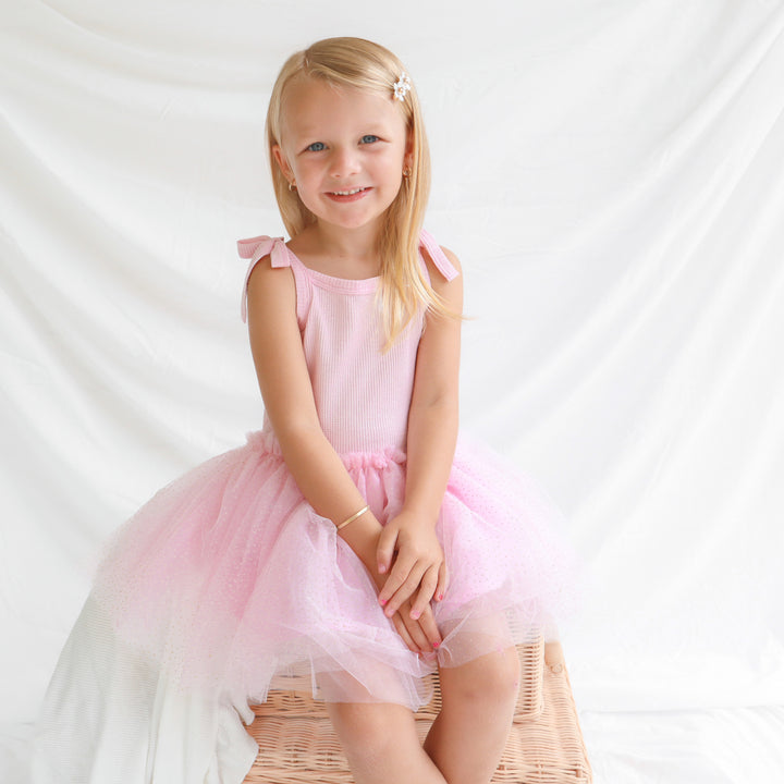 Tie Up Waffle Tutu Dress - Pink Blossom