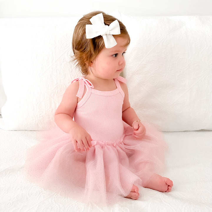 Tie Up Waffle Tutu Dress - Pink Blossom